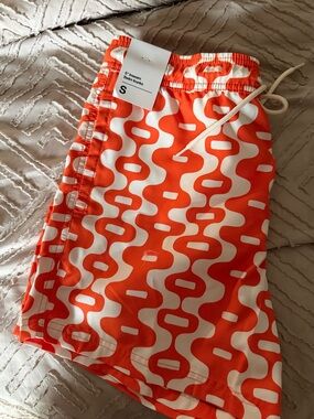 Orange & White Swim Trunks - men’s Size S